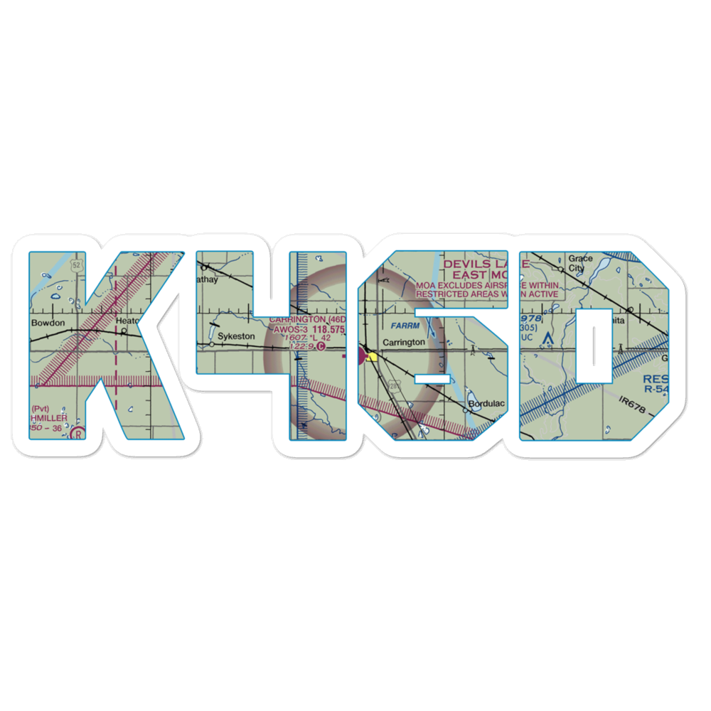 Carrington Municipal Airport (46D) VFR Sectional Sticker 