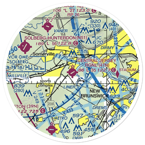 Central Jersey Regional Airport (47N) VFR Sectional Sticker (20 mile)