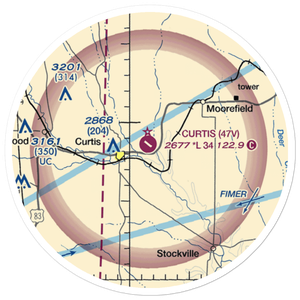 Curtis Municipal Airport (47V) VFR Sectional Sticker (20 mile)