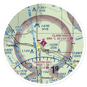 Clare Municipal Airport (48D) VFR Sectional Sticker (20 mile)