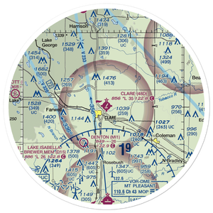 Clare Municipal Airport (48D) VFR Sectional Sticker (30 mile)