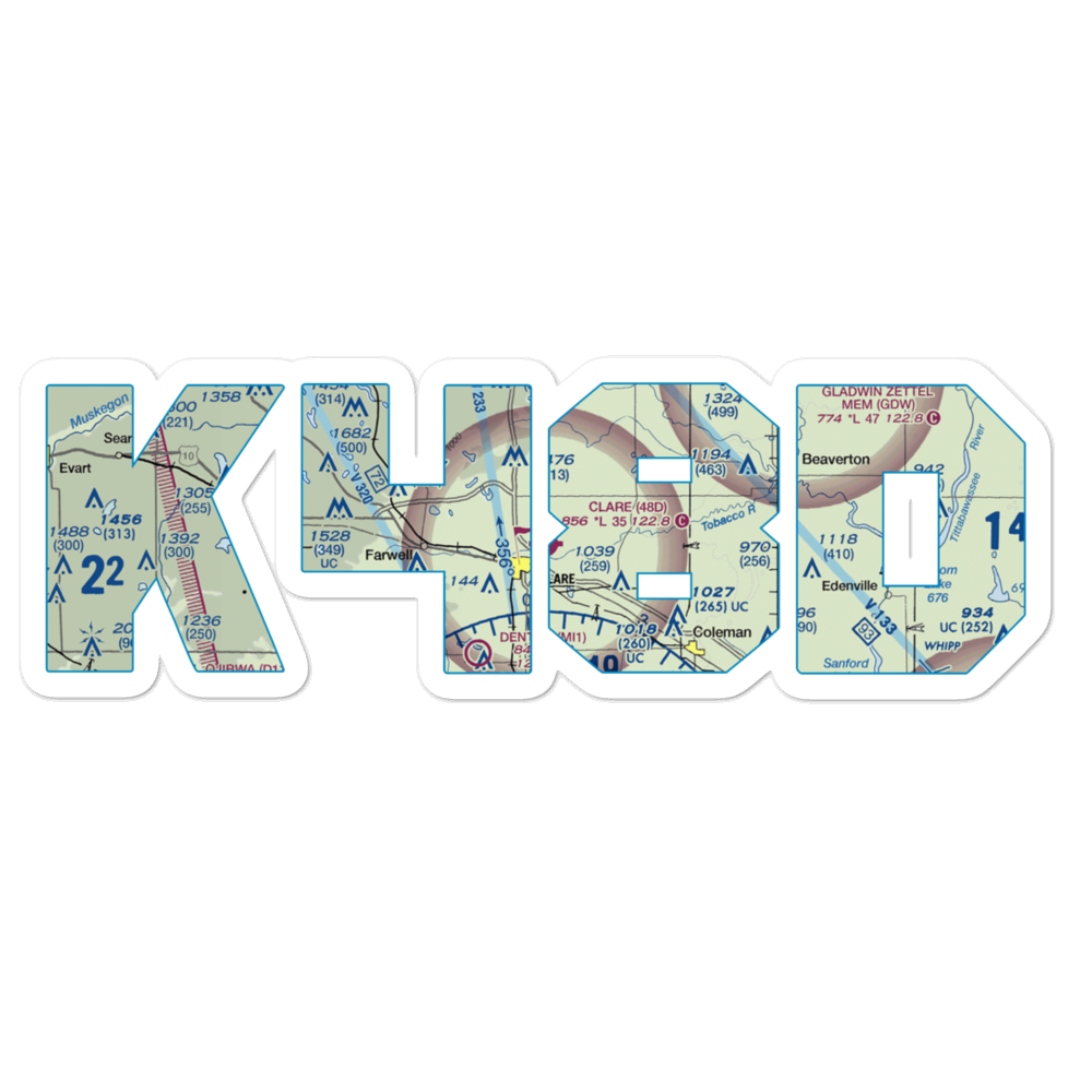Clare Municipal Airport (48D) VFR Sectional Sticker 
