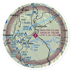 Braxton County Airport (48I) VFR Sectional Sticker (20 mile)