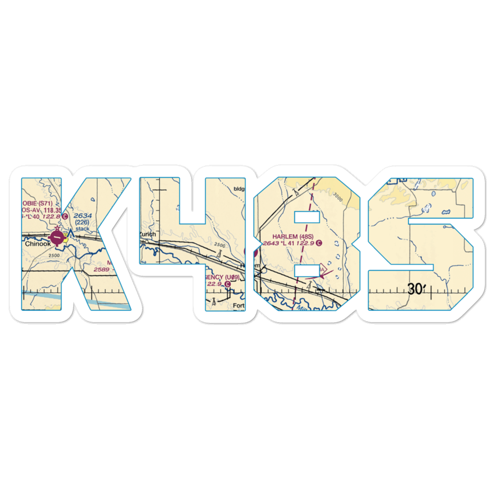 Harlem Airport (48S) VFR Sectional Sticker 