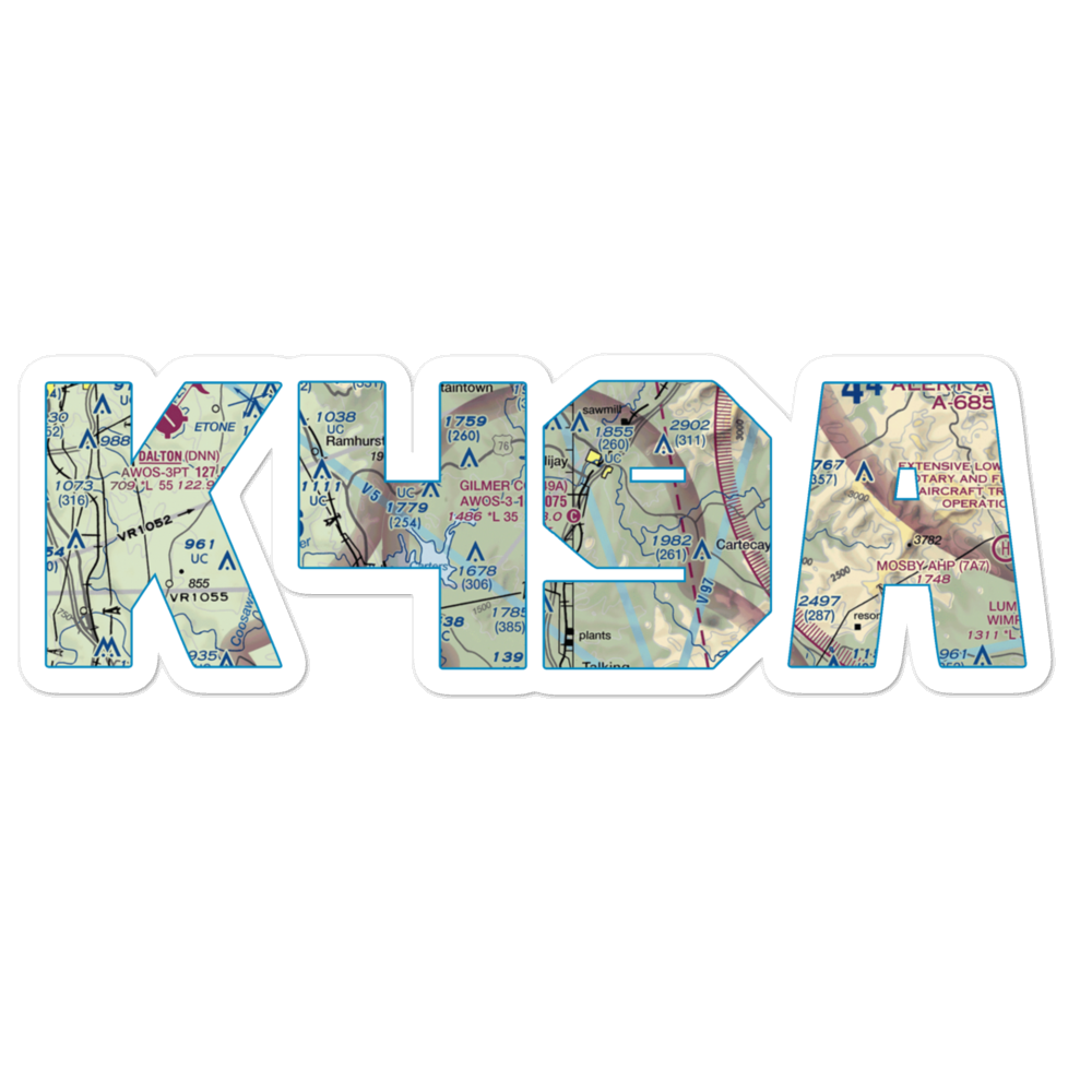 Gilmer County Airport (49A) VFR Sectional Sticker 