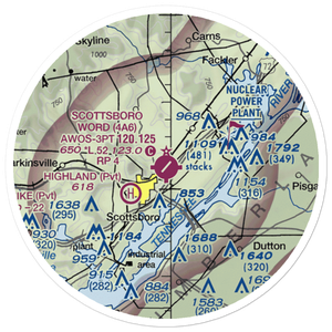 Scottsboro Municipal Word Field (4A6) VFR Sectional Sticker (20 mile)