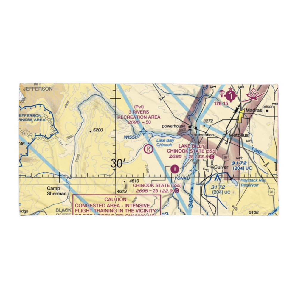 3 Rivers Recreation Area Airport (OG00) VFR Sectional Towel 