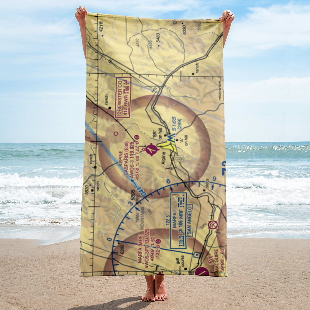 Alpine Casparis Municipal Airport (E38) VFR Sectional Towel 