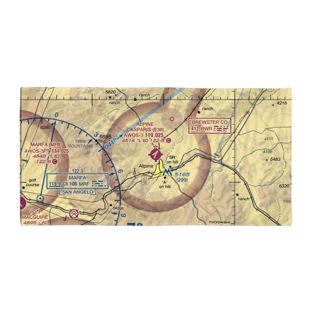 Alpine Casparis Municipal Airport (E38) VFR Sectional Towel 