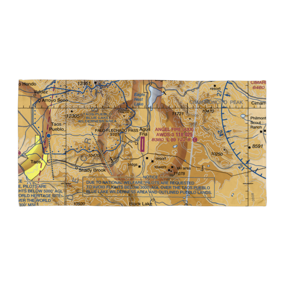 Angel Fire Airport (AXX) VFR Sectional Towel 