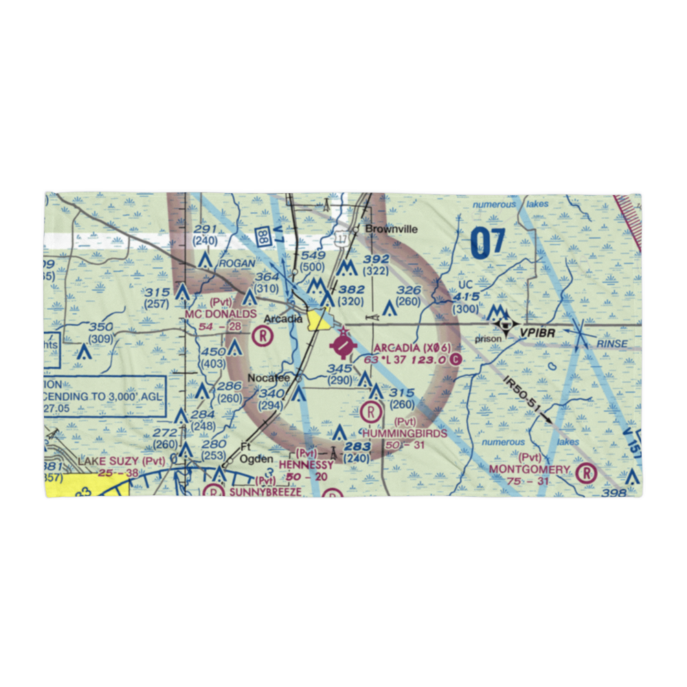 Arcadia Municipal Airport (X06) VFR Sectional Towel 