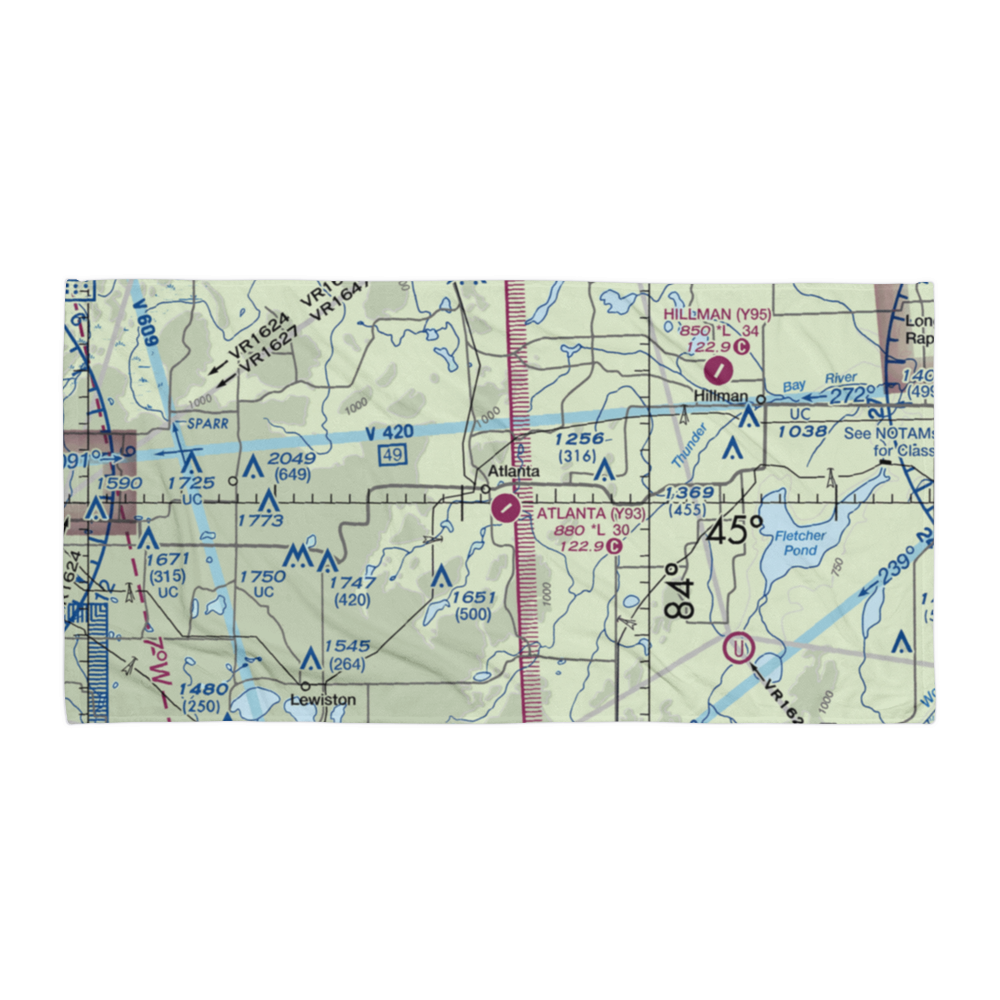 Atlanta Municipal Airport (Y93) VFR Sectional Towel 