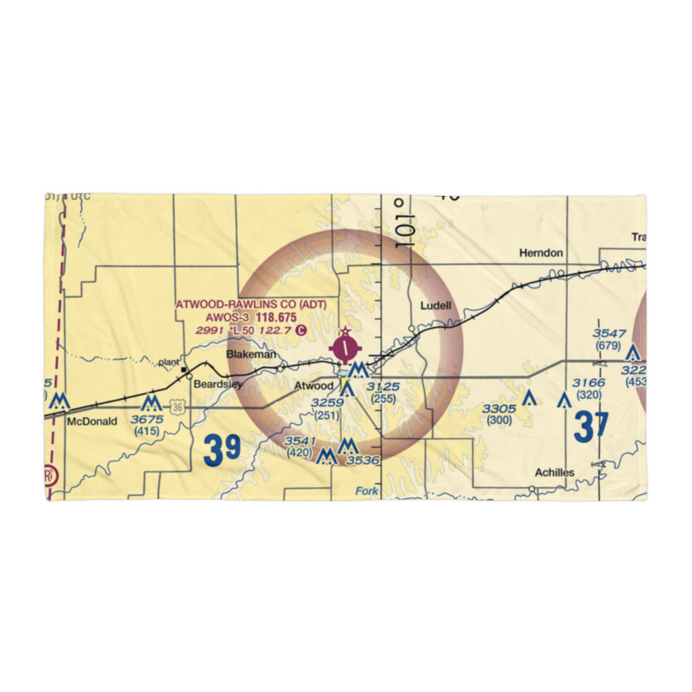 Atwood-Rawlins County City Airport (ADT) VFR Sectional Towel 
