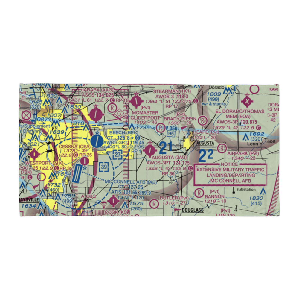 Augusta Municipal Airport (3AU) VFR Sectional Towel 