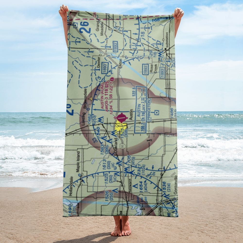 Austin Municipal Airport (AUM) VFR Sectional Towel 