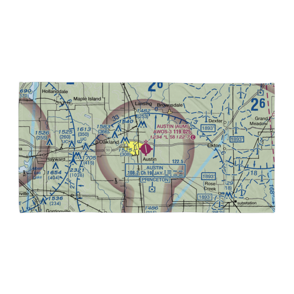 Austin Municipal Airport (AUM) VFR Sectional Towel 
