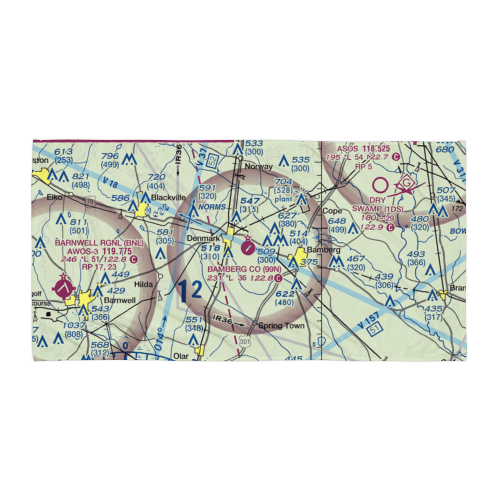 Bamberg County Airport (99N) VFR Sectional Towel 