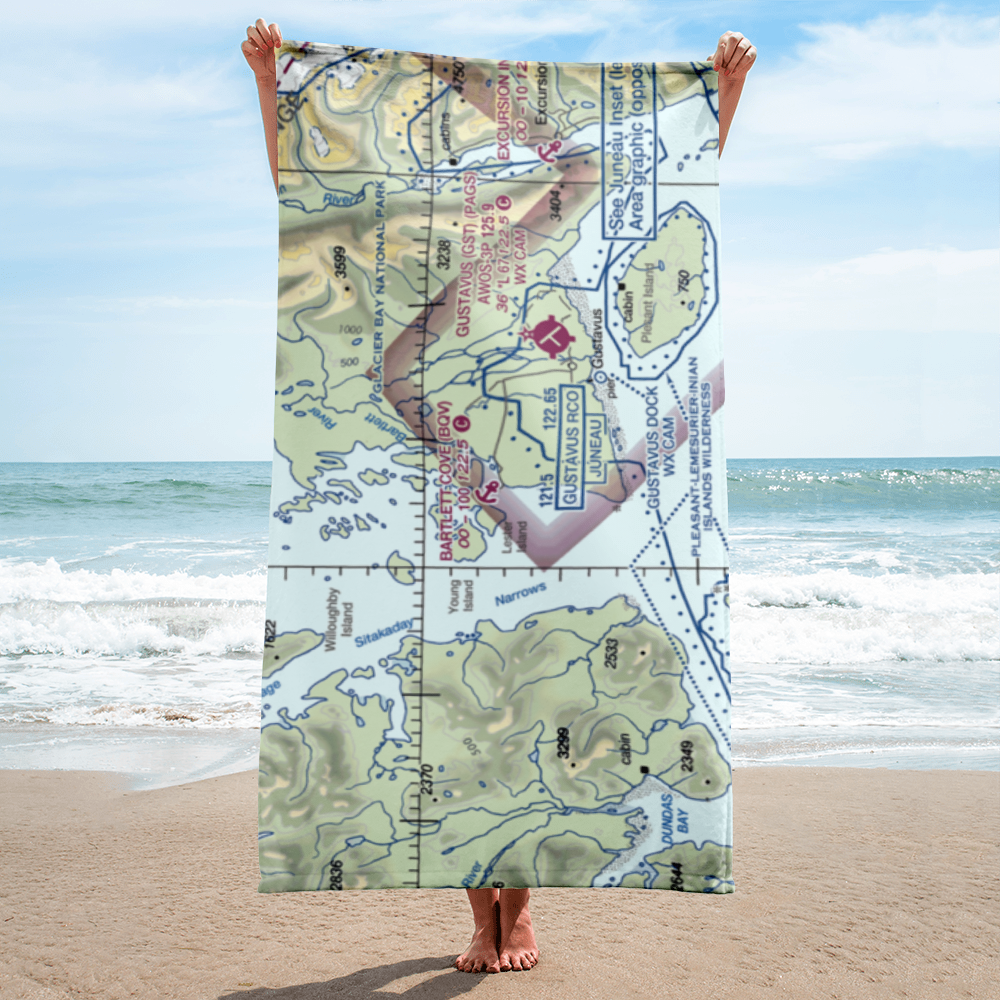 Bartlett Cove Seaplane Base (BQV) VFR Sectional Towel 