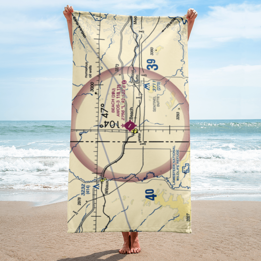 Beach Airport (20U) VFR Sectional Towel 