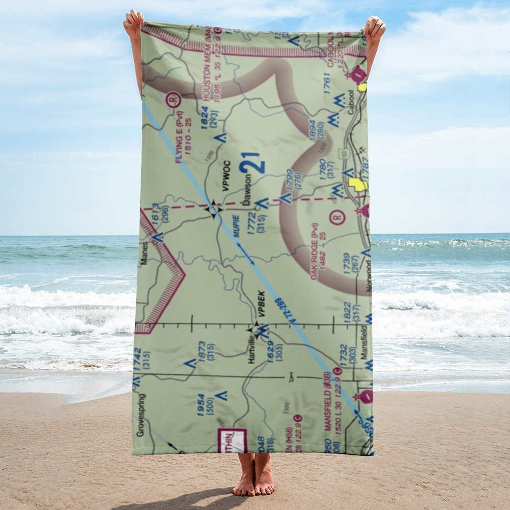 Belly Acres Ranch Airport (22MO) VFR Sectional Towel 