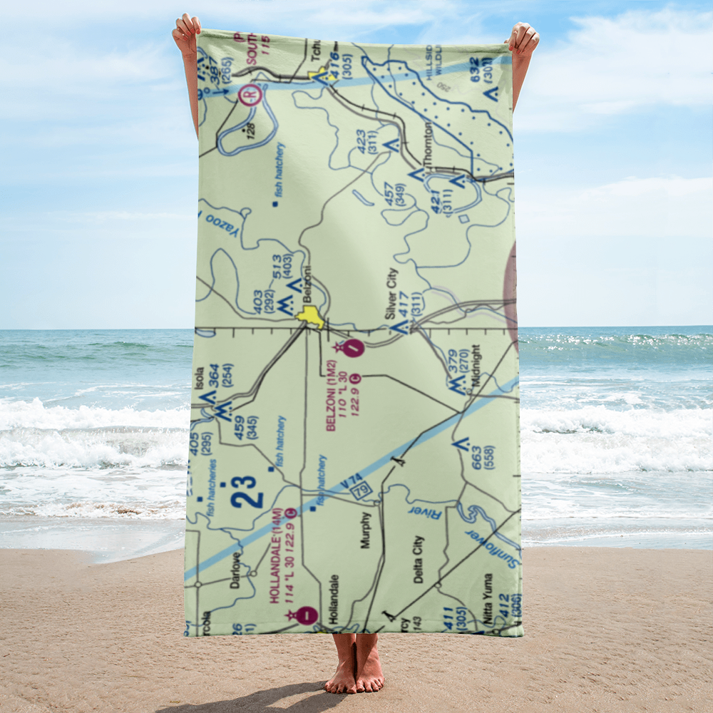 Belzoni Municipal Airport (1M2) VFR Sectional Towel 