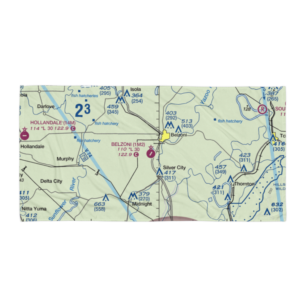 Belzoni Municipal Airport (1M2) VFR Sectional Towel 