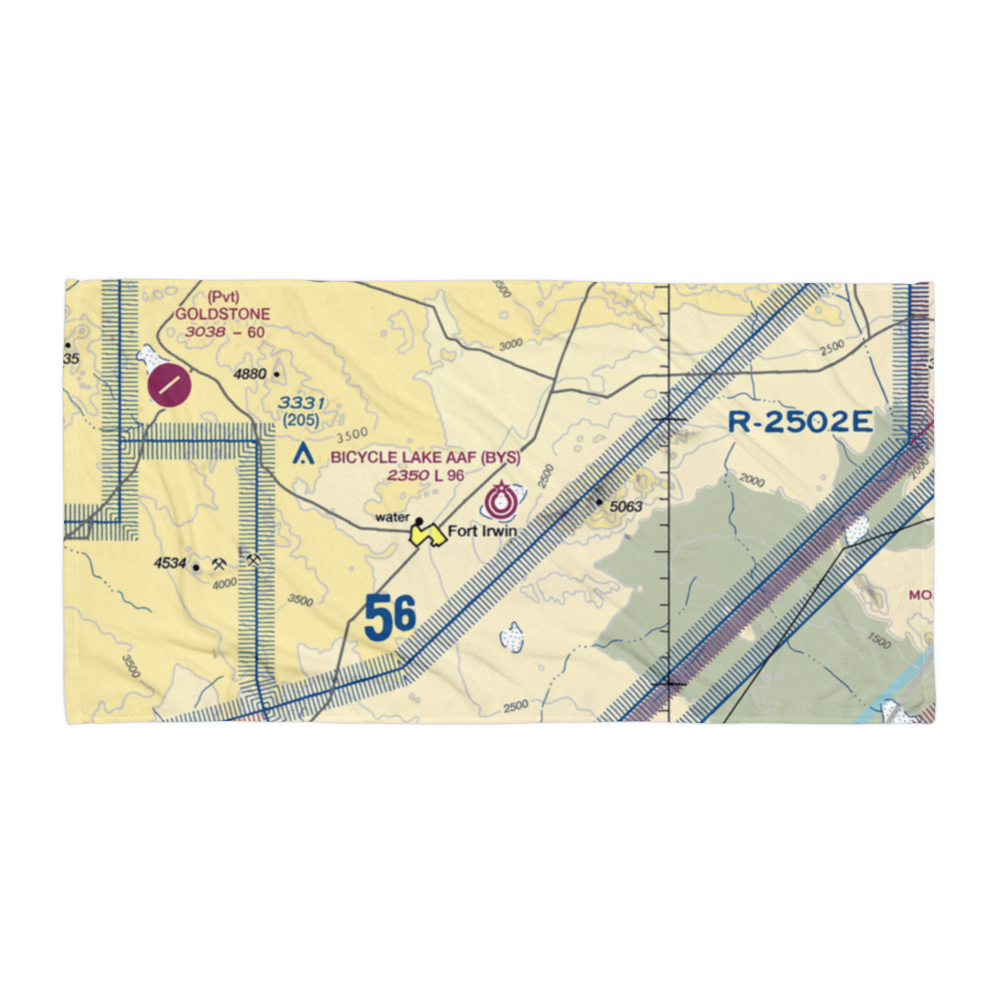 Bicycle Lake Army Air Field (BYS) VFR Sectional Towel 