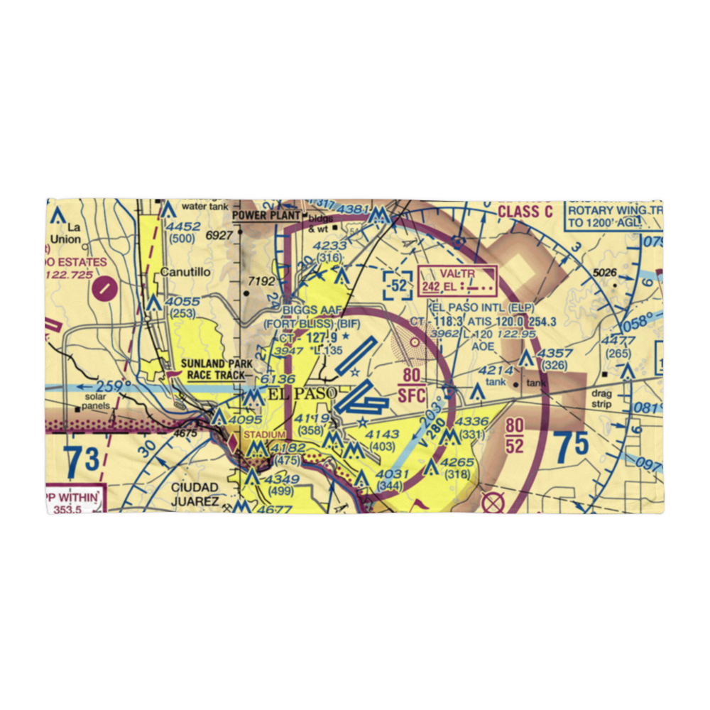 Biggs Army Air Field (Fort Bliss) (BIF) VFR Sectional Towel 