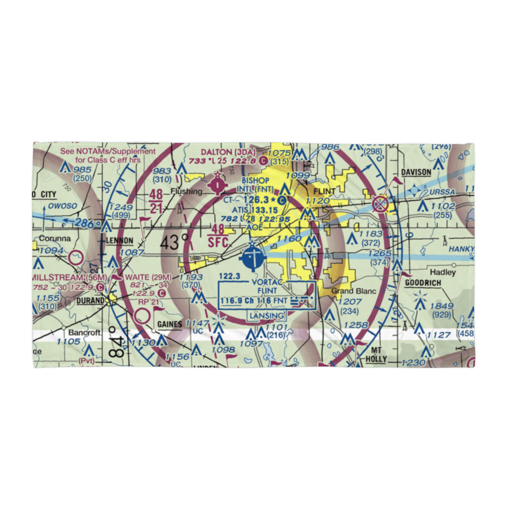 Bishop International Airport (FNT) VFR Sectional Towel 