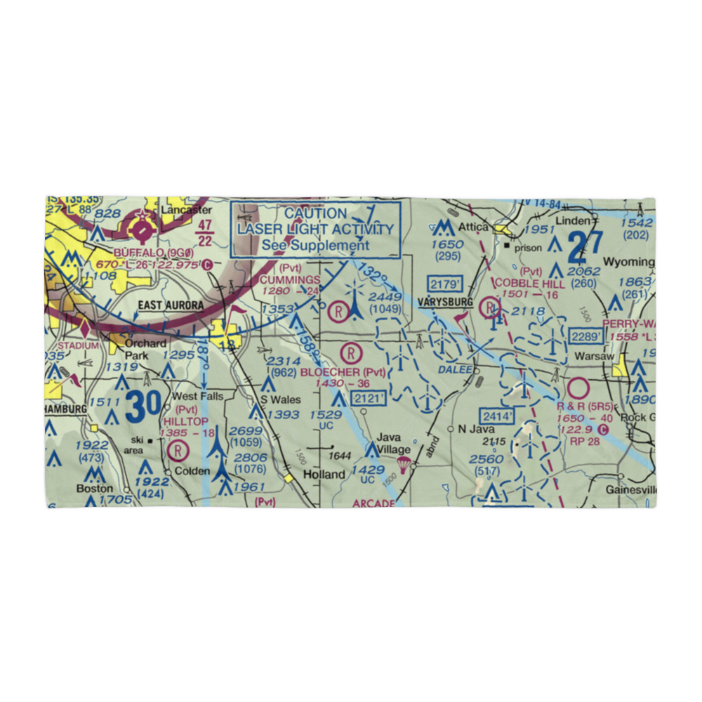 Bloecher Farm Airport (92NY) VFR Sectional Towel 