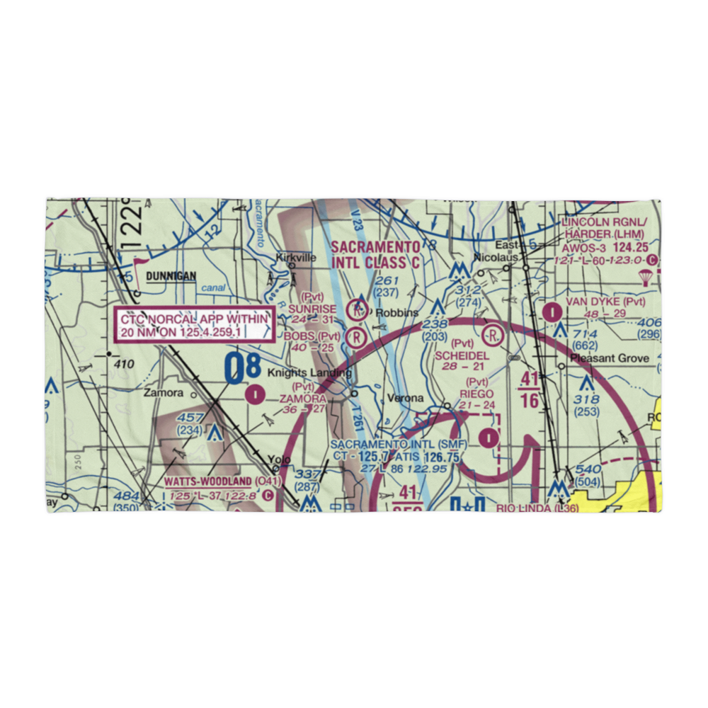 Bob's Flying Service Inc Airport (32CL) VFR Sectional Towel 