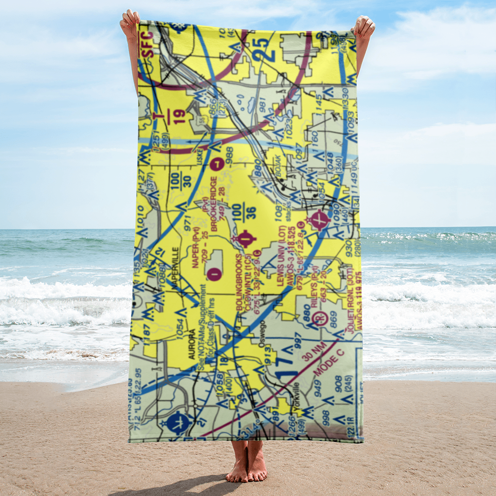 Bolingbrook's Clow International Airport (1C5) VFR Sectional Towel 
