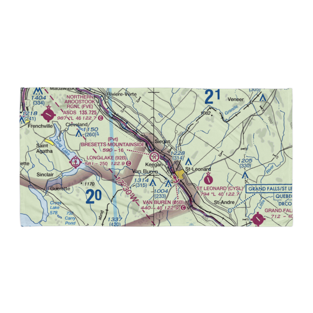 Bresett'S Mountainside Airport (17ME) VFR Sectional Towel 