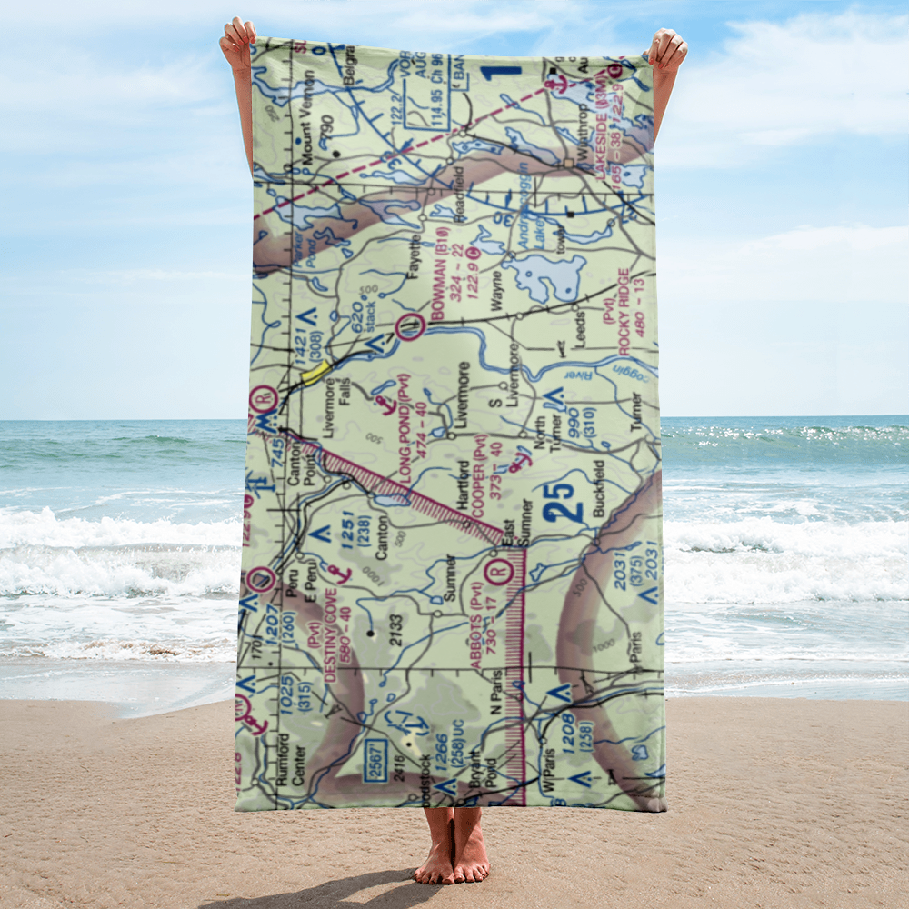 Brettuns Pond Seaplane Base (ME12) VFR Sectional Towel 