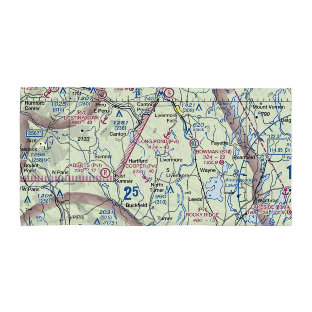 Brettuns Pond Seaplane Base (ME12) VFR Sectional Towel 