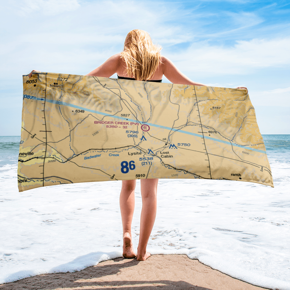 Bridger Creek Airport (WY34) VFR Sectional Towel 