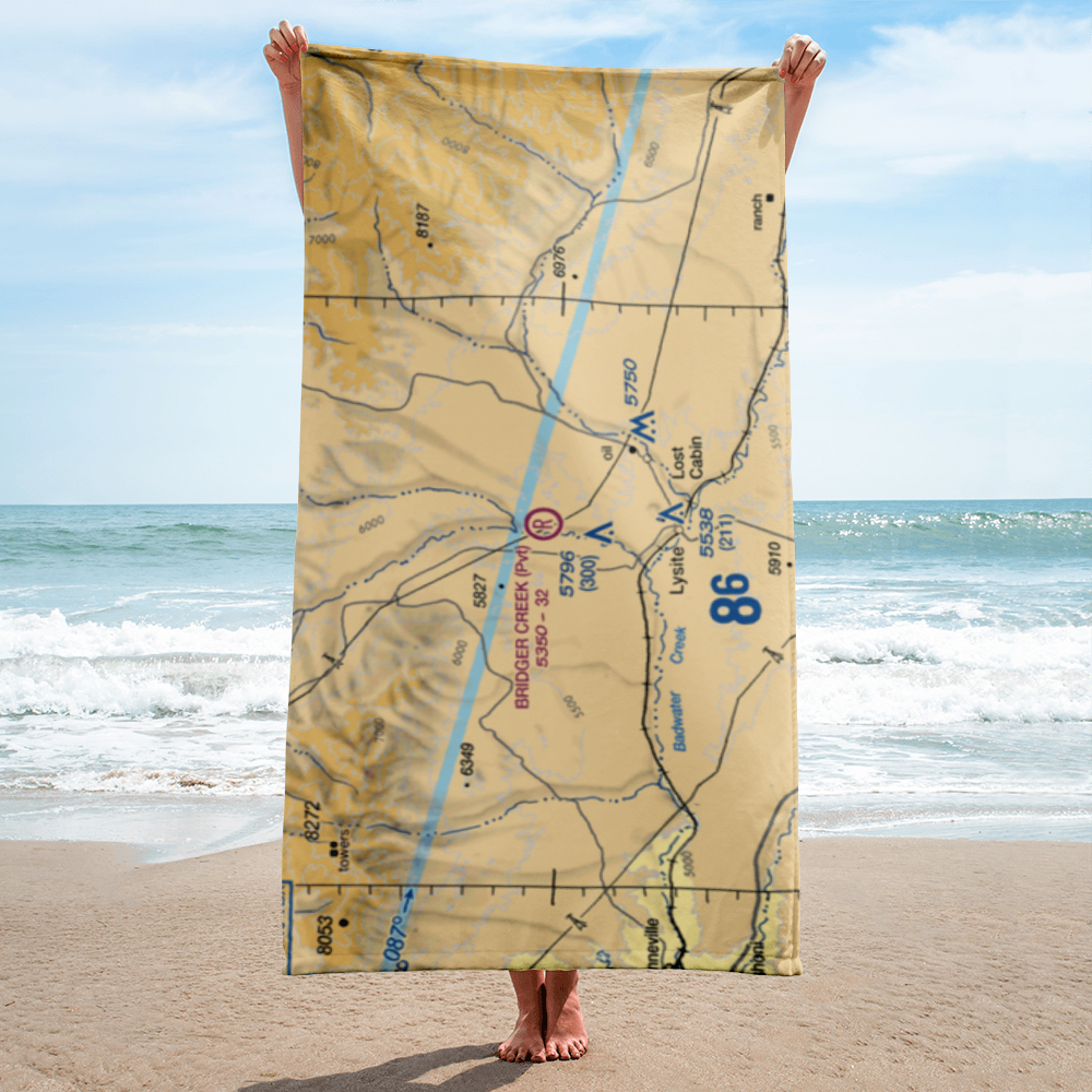 Bridger Creek Airport (WY34) VFR Sectional Towel 