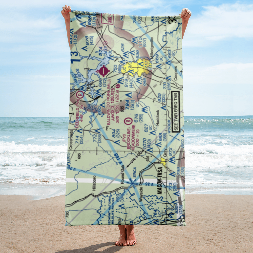 Brookline - Meadowmere Airport (9GA6) VFR Sectional Towel 