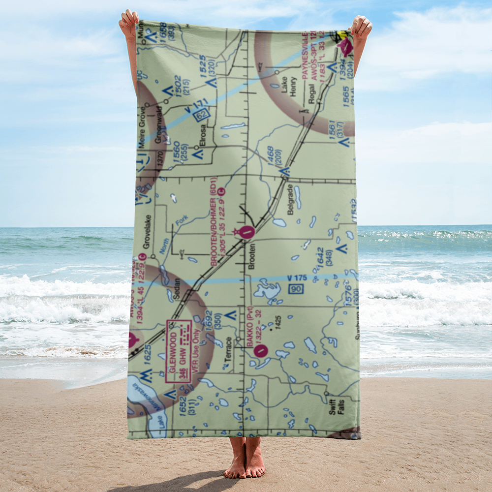 Brooten Municipal Airport (6D1) VFR Sectional Towel 