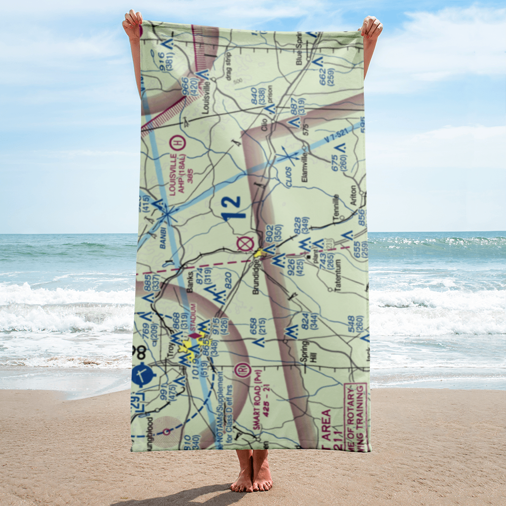 Brundidge Municipal Airport (60A) VFR Sectional Towel 