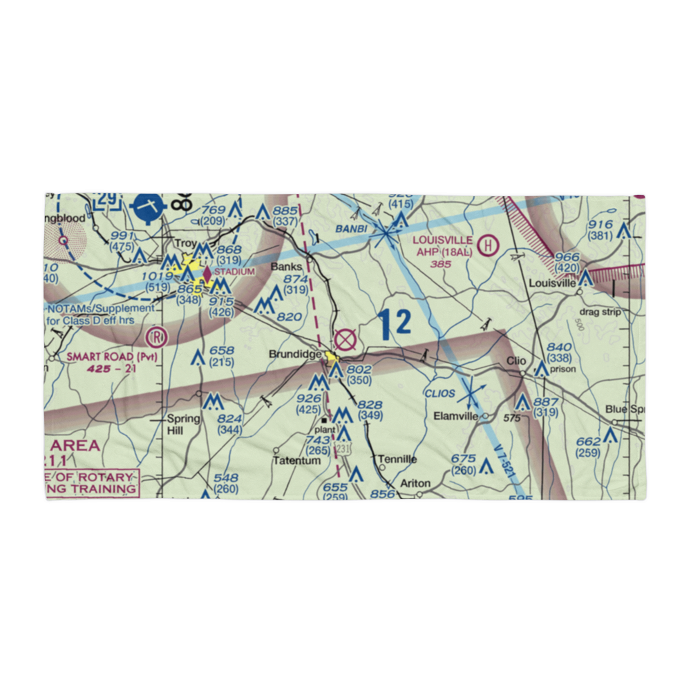 Brundidge Municipal Airport (60A) VFR Sectional Towel 