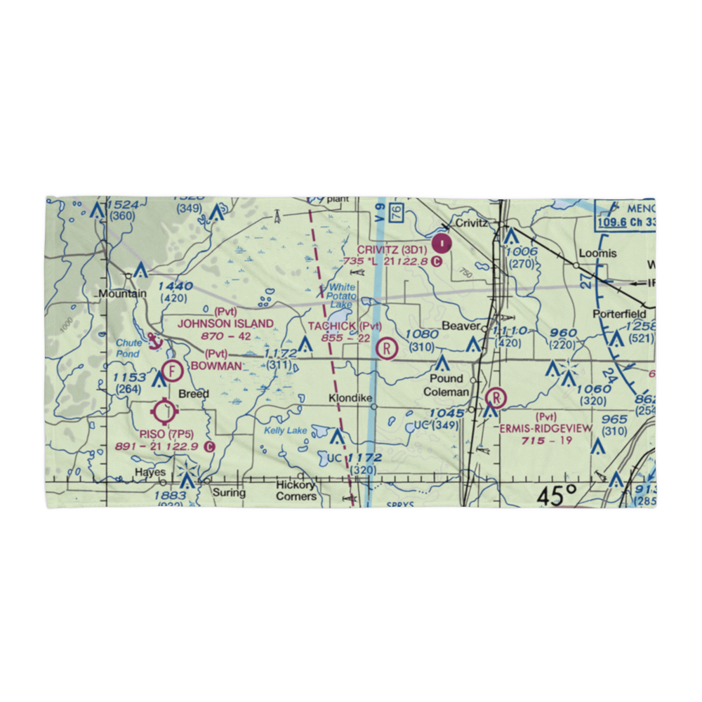 Buds Landing Airport (10WI) VFR Sectional Towel 