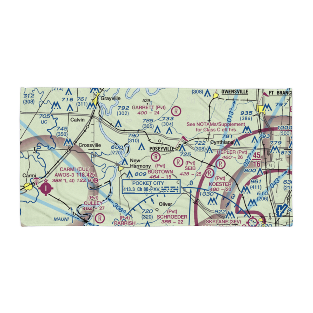 Bugtown Airport (15IN) VFR Sectional Towel 