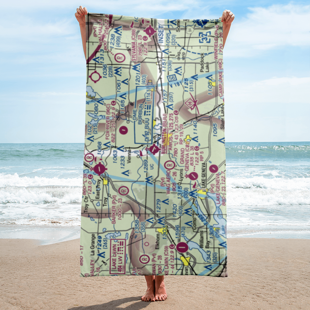 Burlington Municipal Airport (BUU) VFR Sectional Towel 