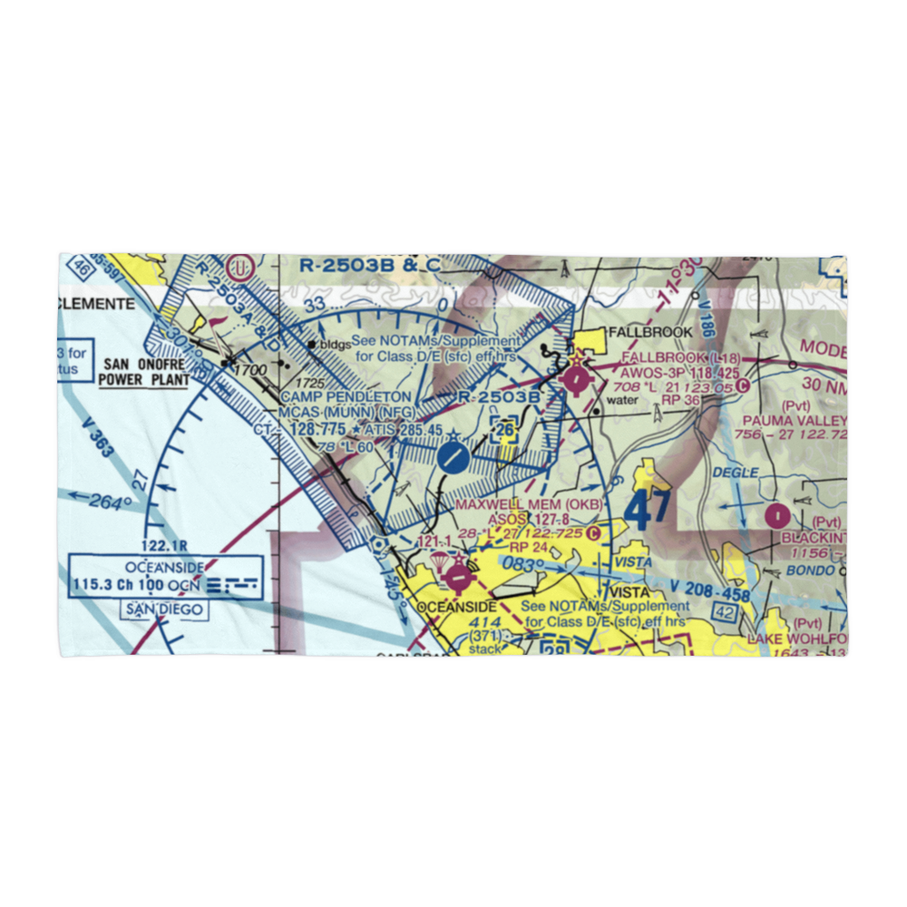 Camp Pendleton MCAS (Munn Field) Airport (NFG) VFR Sectional Towel 