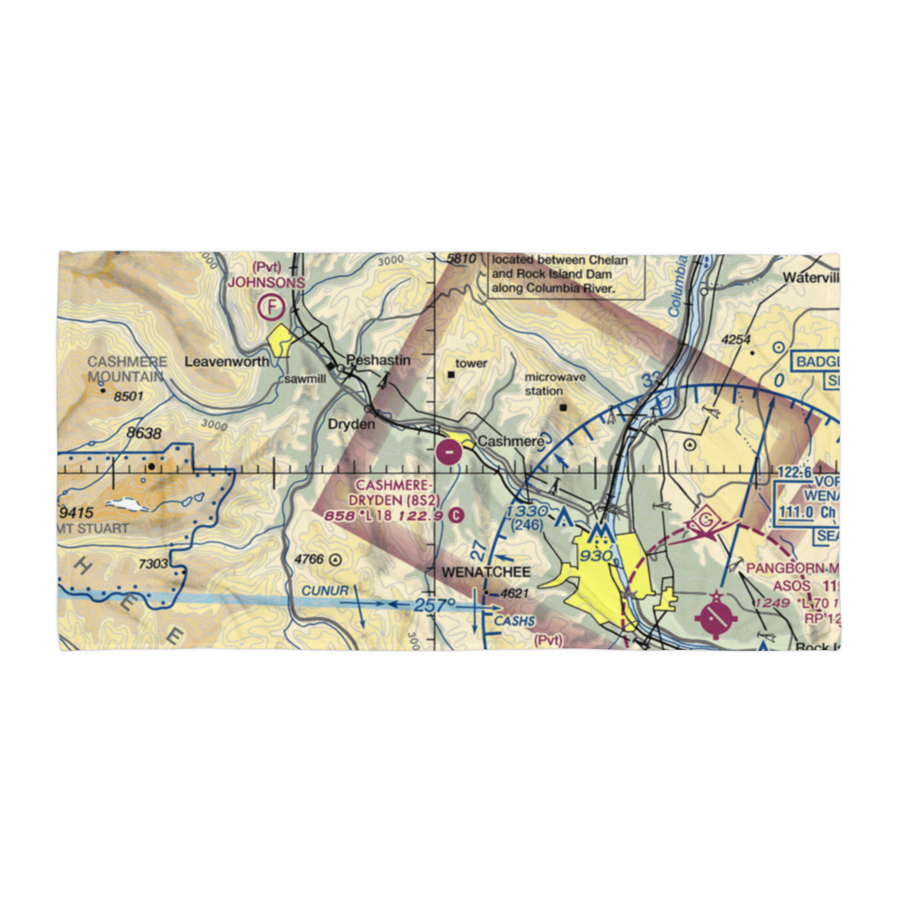 Cashmere-Dryden Airport (8S2) VFR Sectional Towel 