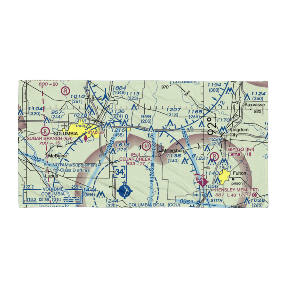 Cedar Creek Airport (MO74) VFR Sectional Towel 