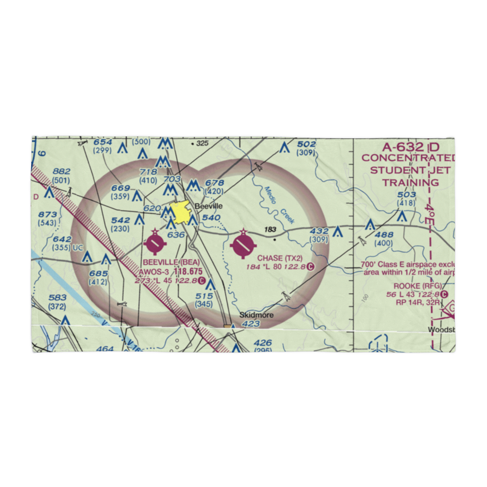 Chase Field Industrial Airport (TX2) VFR Sectional Towel 
