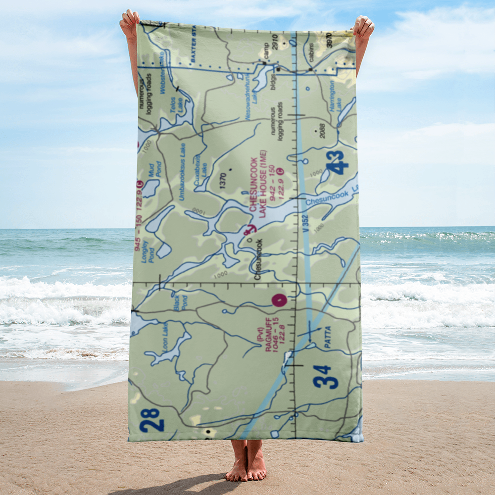 Chesuncook Lake House Seaplane Base (1ME) VFR Sectional Towel 