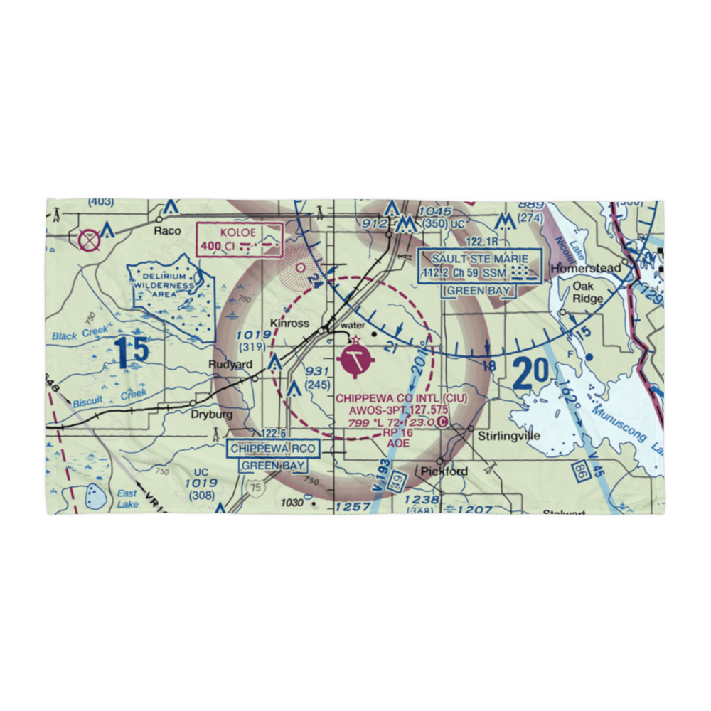 Chippewa County International Airport (CIU) VFR Sectional Towel 